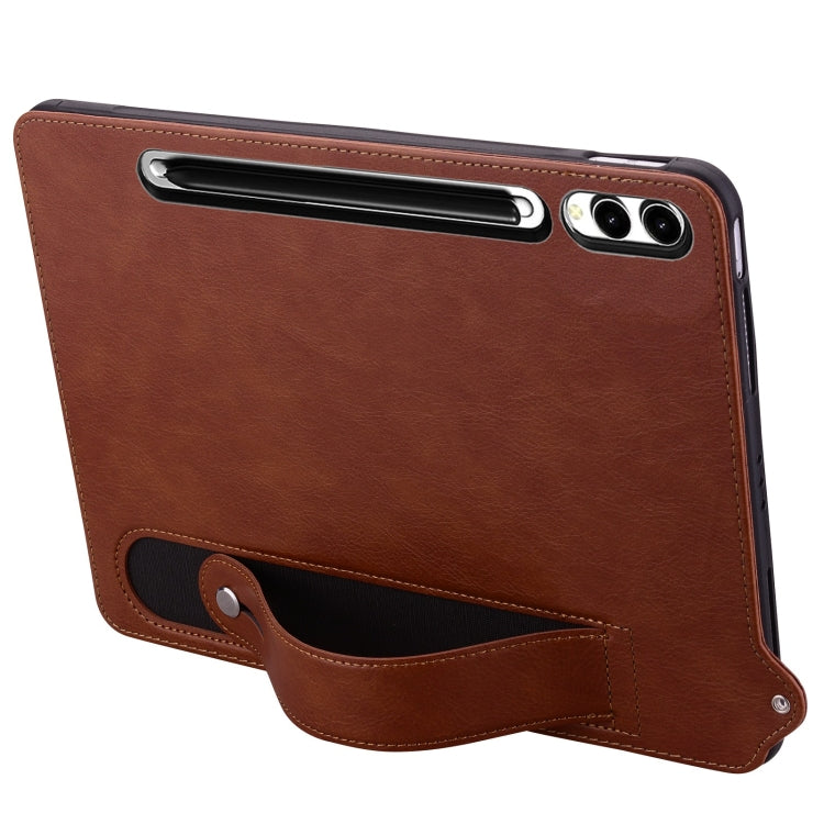 For Samsung Galaxy Tab S10+ / S9+ / S8+ TPU Leather Back Tablet Case with Wristband