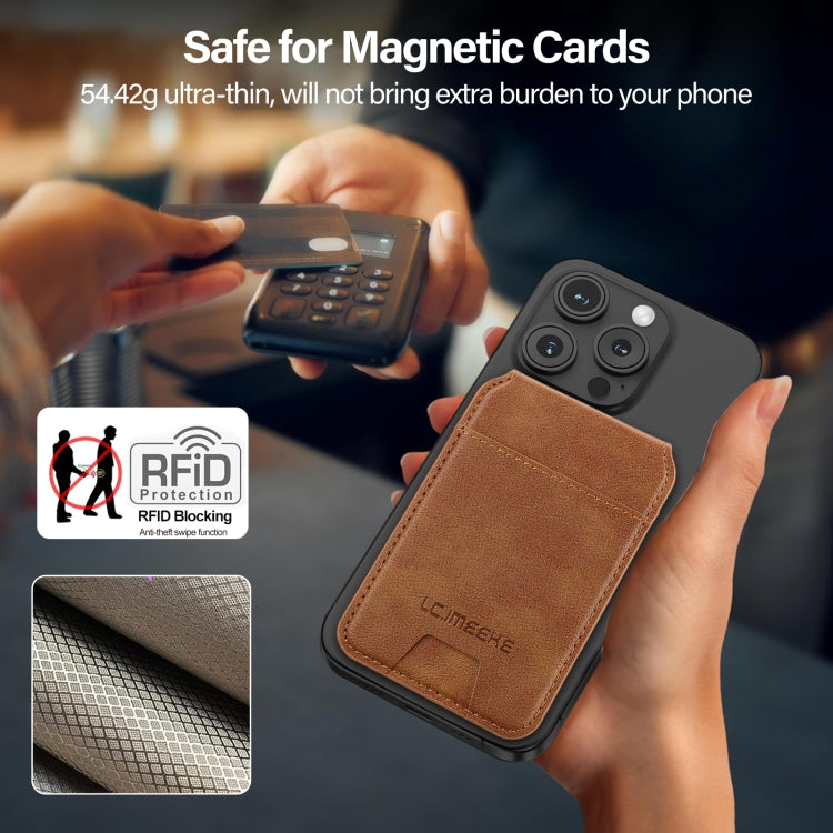 LC.IMEEKE 3-Cards MagSafe RFID Leather Card Bag