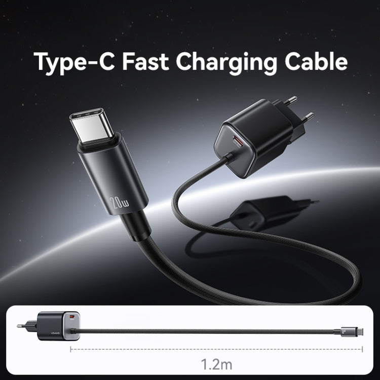USAMS CC261 20W GaN Mini Type-C / USB-C Dual Port Fast Charger with Cable, EU Plug