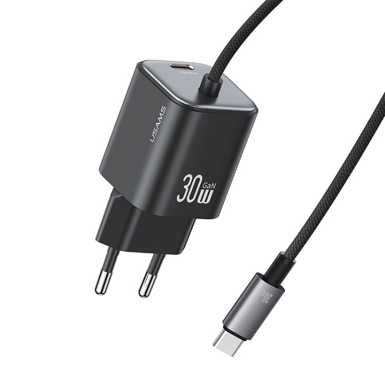 USAMS CC264 30W GaN Mini Type-C / USB-C Dual Port Fast Charger with Cable, EU Plug
