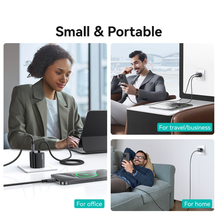USAMS CC264 30W GaN Mini Type-C / USB-C Dual Port Fast Charger with Cable, EU Plug