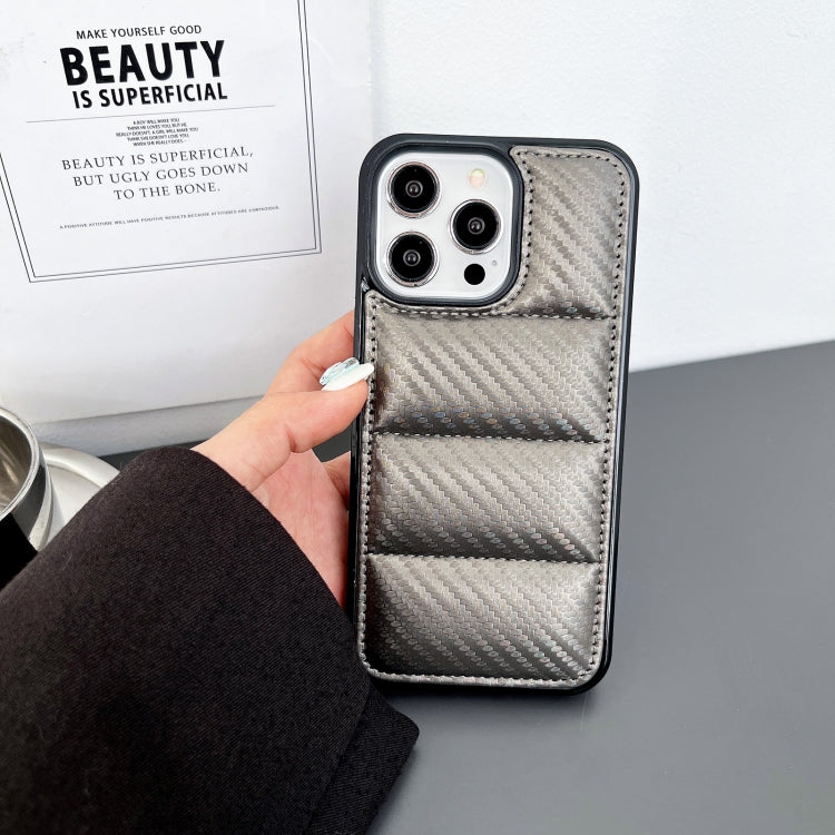For iPhone 11 Pro Max Carbon Fiber Texture Down Jacket Phone Case