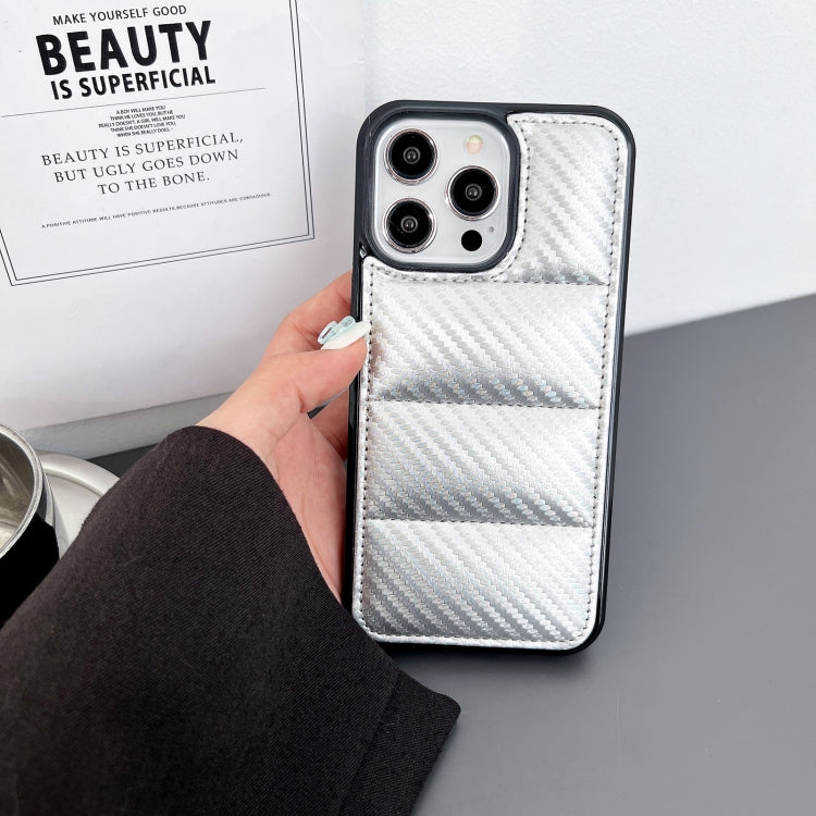 For iPhone 14 Pro Max Carbon Fiber Texture Down Jacket Phone Case