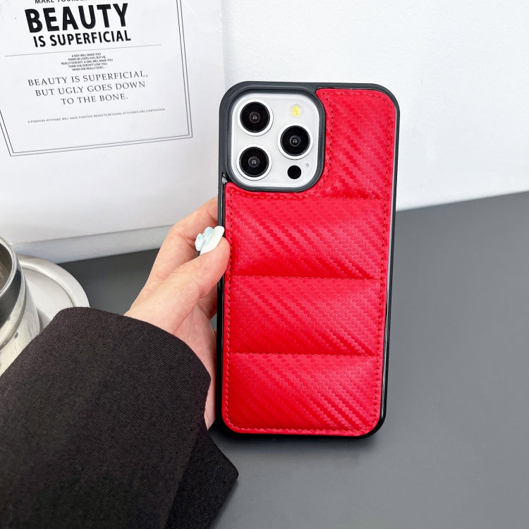 For iPhone 15 Carbon Fiber Texture Down Jacket Phone Case
