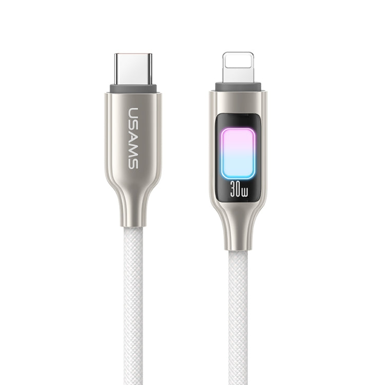 USAMS SJ749 30W Type-C / USB-C to 8 Pin Zinc Alloy Data Cable with Colorful Light, Length:1.2m