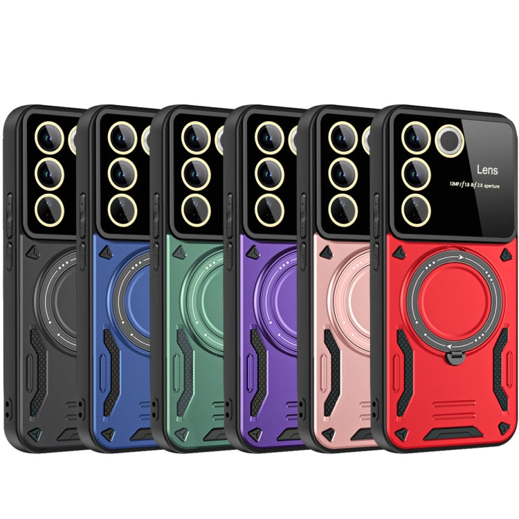 For vivo V27 / V27 Pro Global Large Window MagSafe Holder Phone Case