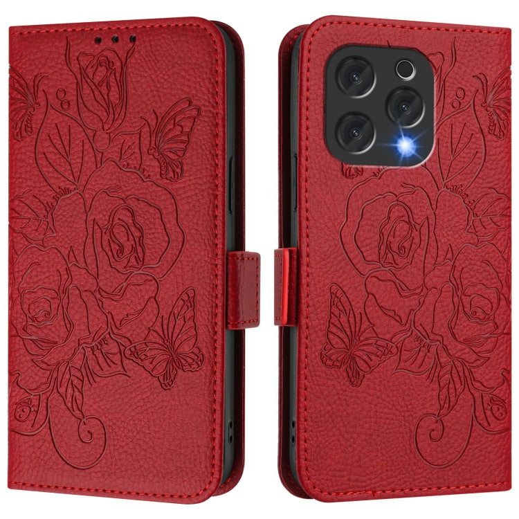 For Doogee N55 Plus Embossed Rose RFID Anti-theft Leather Phone Case