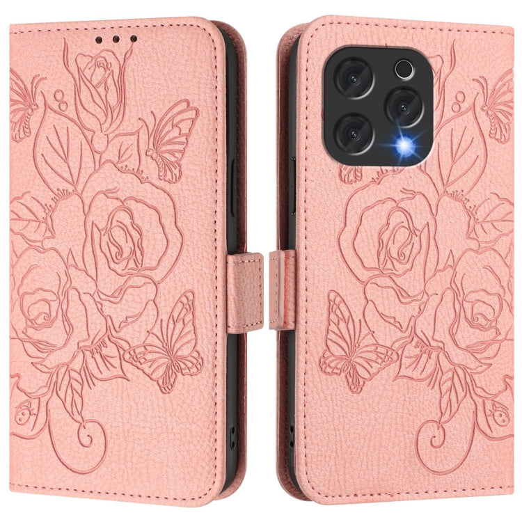 For Doogee N55 Plus Embossed Rose RFID Anti-theft Leather Phone Case