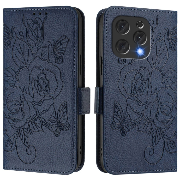 For Doogee N55 Plus Embossed Rose RFID Anti-theft Leather Phone Case