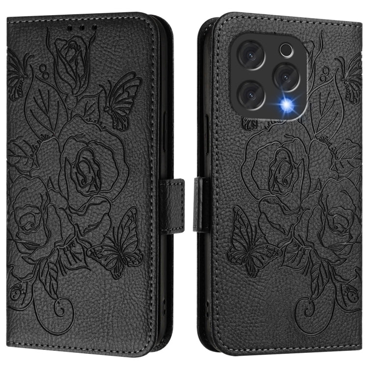 For Doogee N55 Plus Embossed Rose RFID Anti-theft Leather Phone Case