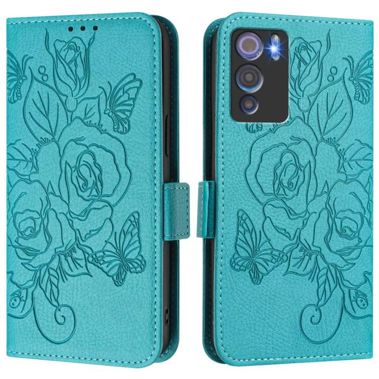 For Doogee N60 Pro Embossed Rose RFID Anti-theft Leather Phone Case