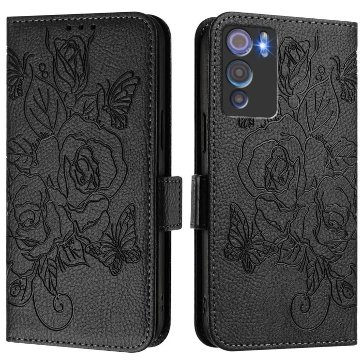 For Doogee N60 Pro Embossed Rose RFID Anti-theft Leather Phone Case