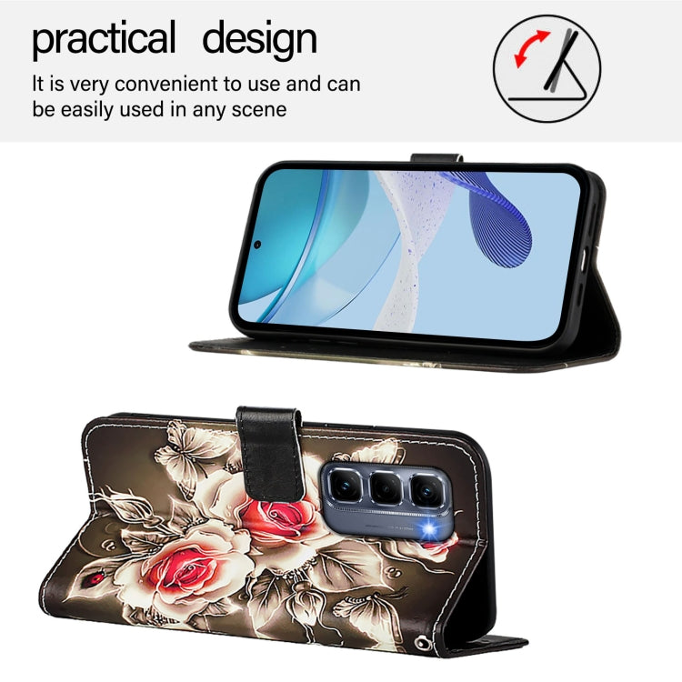 For Infinix Hot 50 Pro+ 4G Colored Drawing Pattern Plain Weave Leather Phone Case