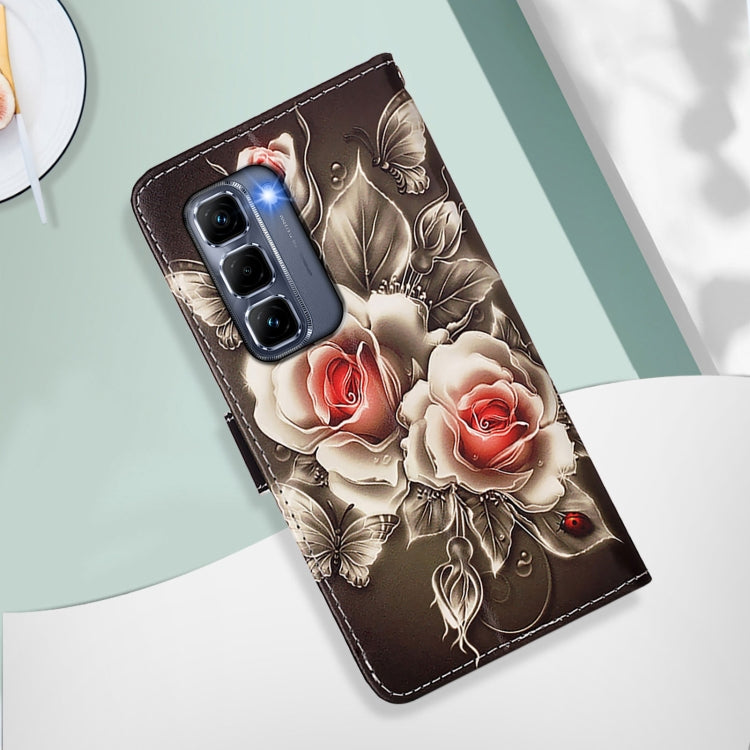 For Infinix Hot 50 Pro+ 4G Colored Drawing Pattern Plain Weave Leather Phone Case