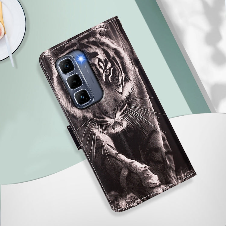 For Infinix Hot 50 Pro+ 4G Colored Drawing Pattern Plain Weave Leather Phone Case