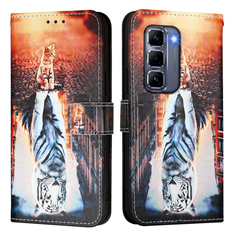 For Infinix Hot 50 Pro+ 4G Colored Drawing Pattern Plain Weave Leather Phone Case
