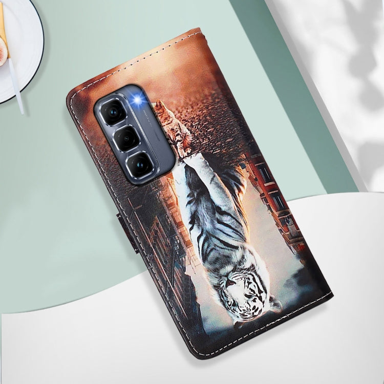 For Infinix Hot 50 Pro+ 4G Colored Drawing Pattern Plain Weave Leather Phone Case
