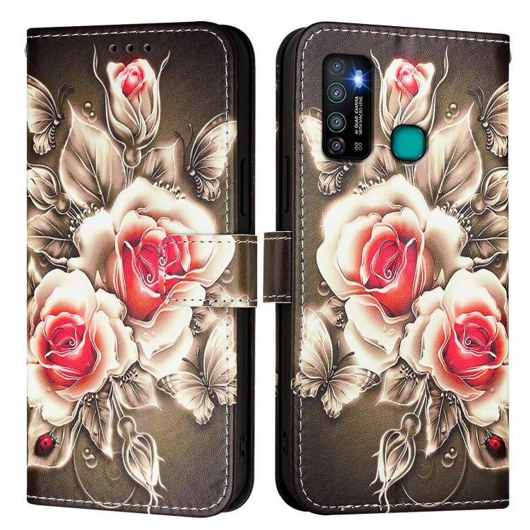 For Infinix Hot 9 / Hot 9 Pro Colored Drawing Pattern Plain Weave Leather Phone Case