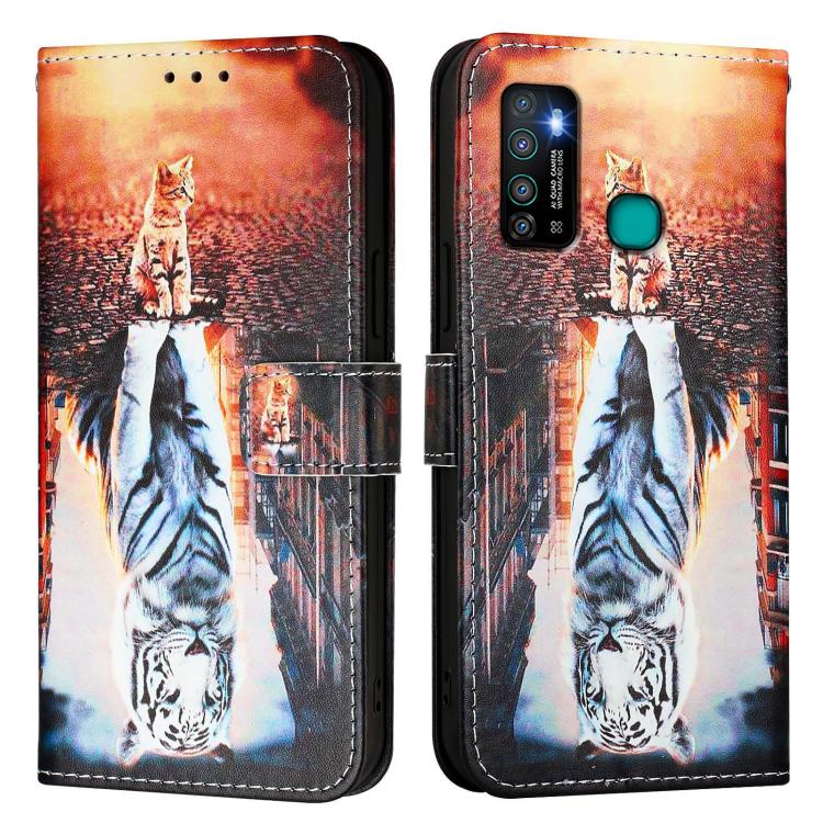 For Infinix Hot 9 / Hot 9 Pro Colored Drawing Pattern Plain Weave Leather Phone Case