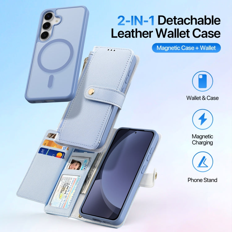 For Samsung Galaxy S25 5G DUX DUCIS Lawa Series 2 in 1 Wallet Zipper Detachable MagSafe Phone Case with Lanyard