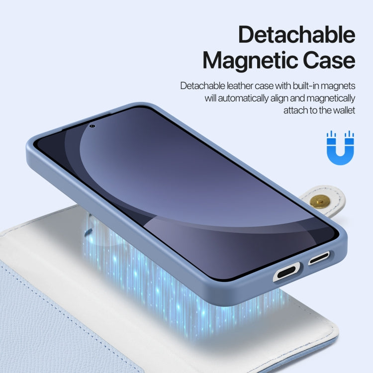 For Samsung Galaxy S25 5G DUX DUCIS Lawa Series 2 in 1 Wallet Zipper Detachable MagSafe Phone Case with Lanyard