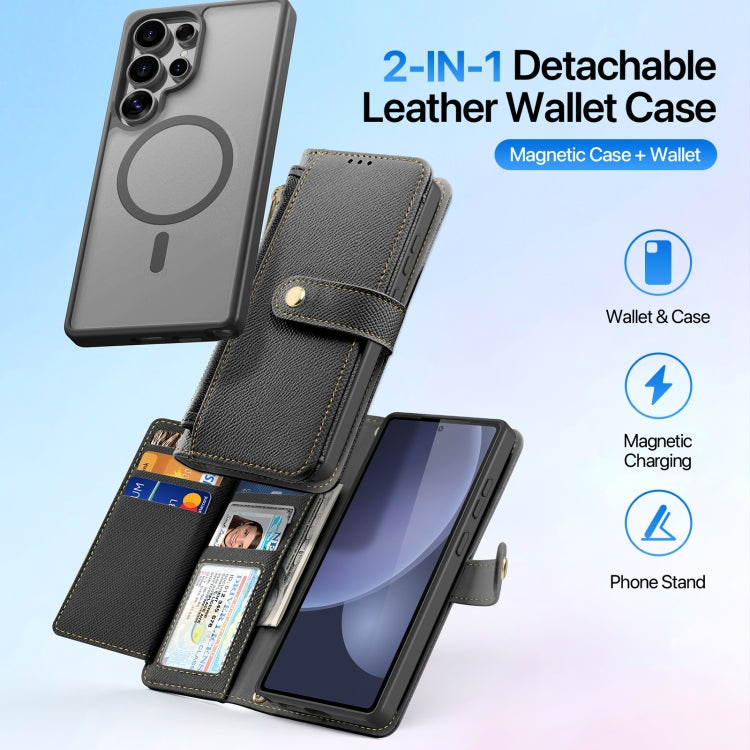 For Samsung Galaxy S25 Ultra 5G DUX DUCIS Lawa Series 2 in 1 Wallet Zipper Detachable MagSafe Phone Case with Lanyard