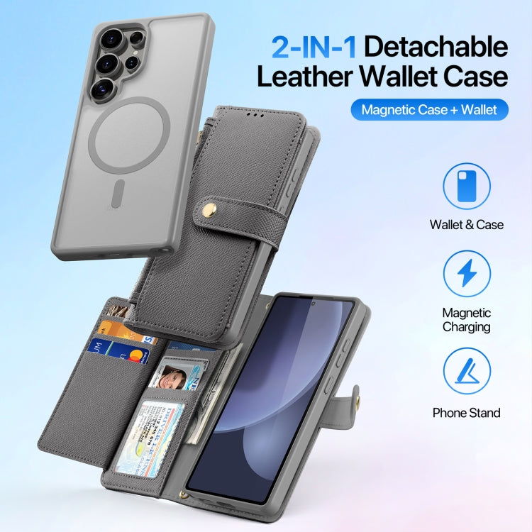 For Samsung Galaxy S25 Ultra 5G DUX DUCIS Lawa Series 2 in 1 Wallet Zipper Detachable MagSafe Phone Case with Lanyard
