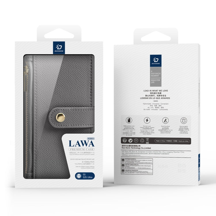 For Samsung Galaxy S25 Ultra 5G DUX DUCIS Lawa Series 2 in 1 Wallet Zipper Detachable MagSafe Phone Case with Lanyard