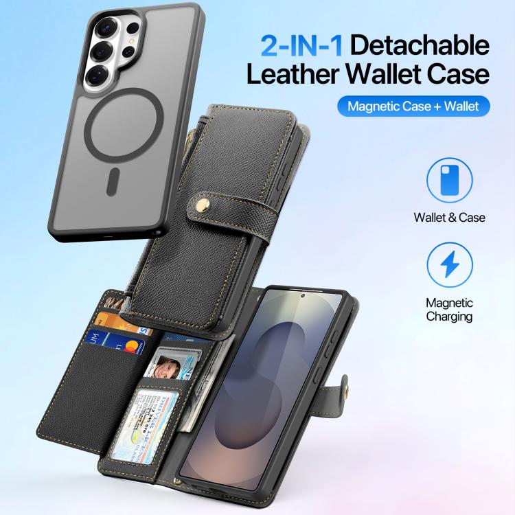 For Samsung Galaxy S26 Ultra 5G DUX DUCIS Lawa Series 2 in 1 Wallet Zipper Detachable MagSafe Phone Case with Lanyard