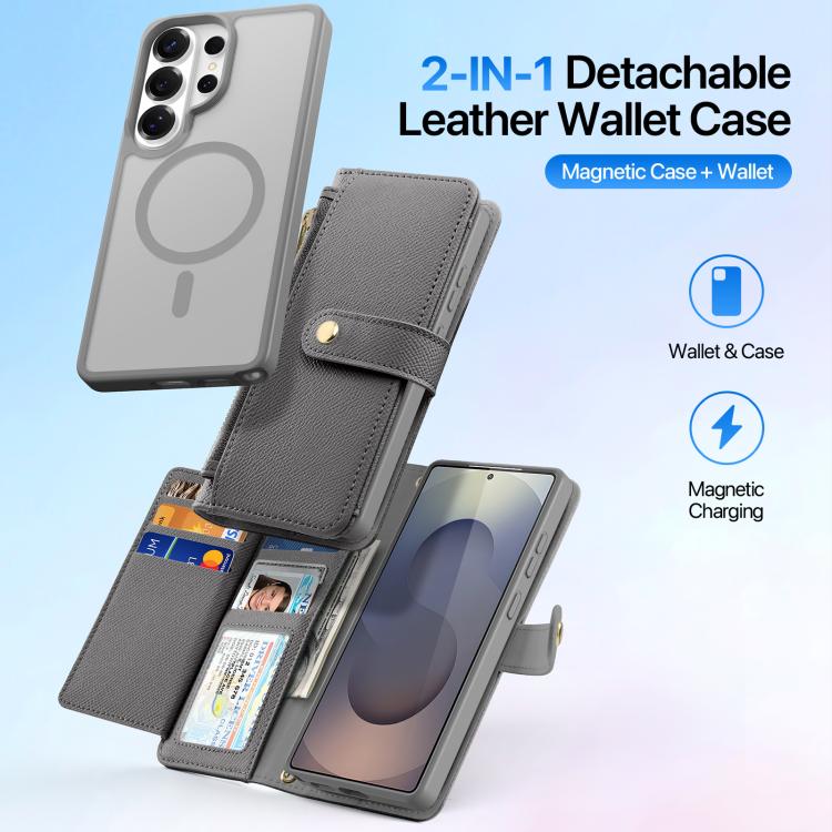 For Samsung Galaxy S26 Ultra 5G DUX DUCIS Lawa Series 2 in 1 Wallet Zipper Detachable MagSafe Phone Case with Lanyard