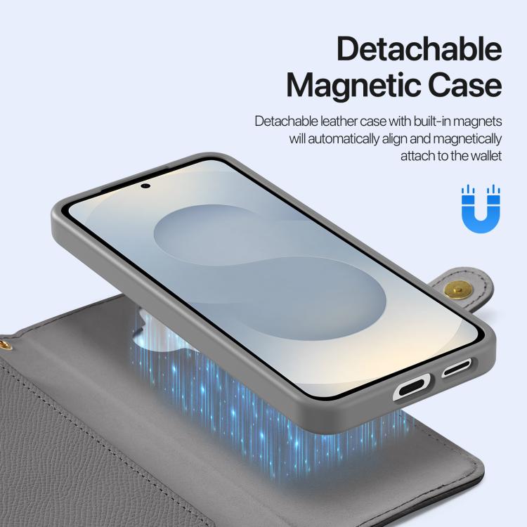 For Samsung Galaxy S26 5G DUX DUCIS Lawa Series 2 in 1 Wallet Zipper Detachable MagSafe Phone Case with Lanyard