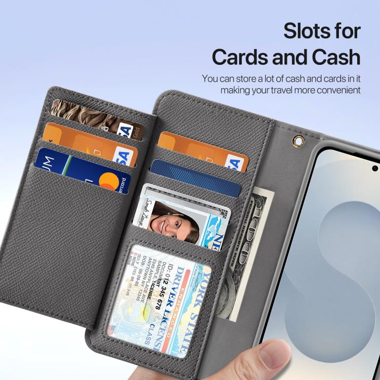 For Samsung Galaxy S26 5G DUX DUCIS Lawa Series 2 in 1 Wallet Zipper Detachable MagSafe Phone Case with Lanyard