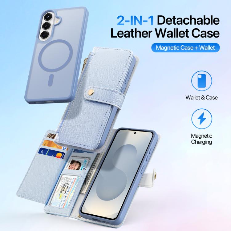 For Samsung Galaxy S26 5G DUX DUCIS Lawa Series 2 in 1 Wallet Zipper Detachable MagSafe Phone Case with Lanyard