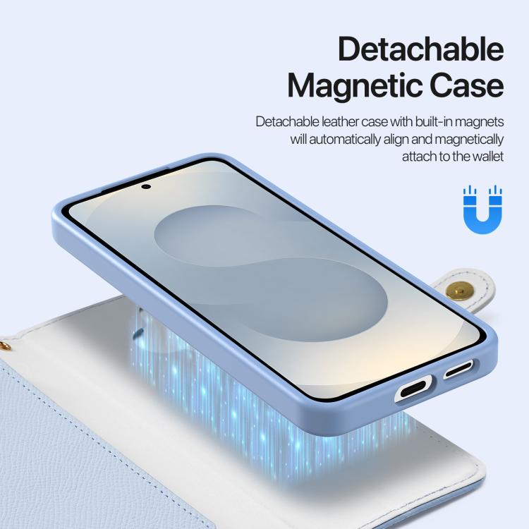 For Samsung Galaxy S26 5G DUX DUCIS Lawa Series 2 in 1 Wallet Zipper Detachable MagSafe Phone Case with Lanyard