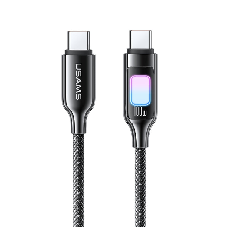 USAMS SJ750 100W Type-C / USB-C to Type-C / USB-C Zinc Alloy Data Cable with Colorful Light, Length:1.2m