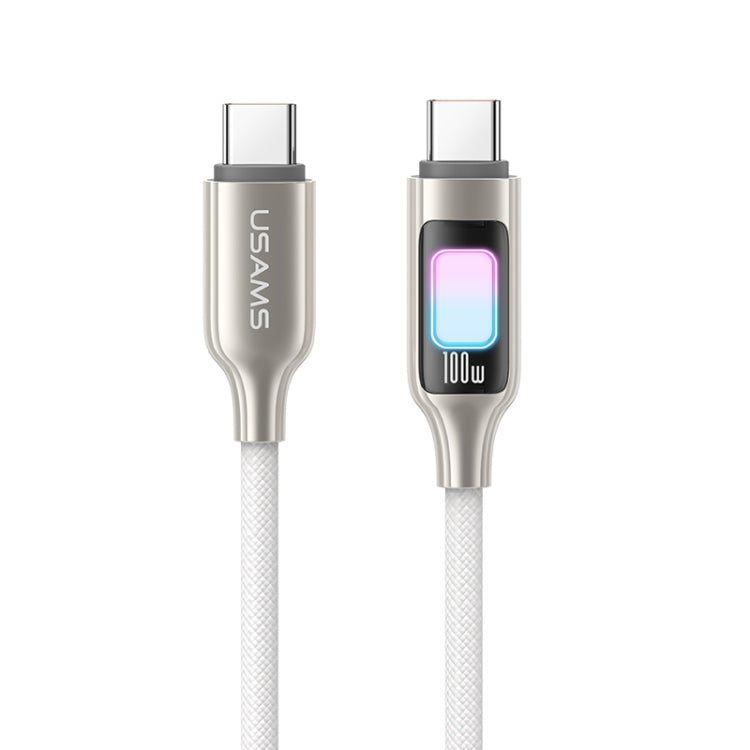 USAMS SJ750 100W Type-C / USB-C to Type-C / USB-C Zinc Alloy Data Cable with Colorful Light, Length:1.2m