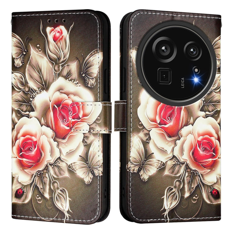For Sharp Aquos R9 Pro SH-54E Colored Drawing Pattern Plain Weave Leather Phone Case