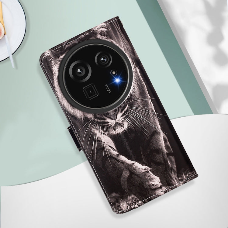 For Sharp Aquos R9 Pro SH-54E Colored Drawing Pattern Plain Weave Leather Phone Case