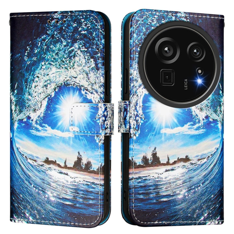 For Sharp Aquos R9 Pro SH-54E Colored Drawing Pattern Plain Weave Leather Phone Case
