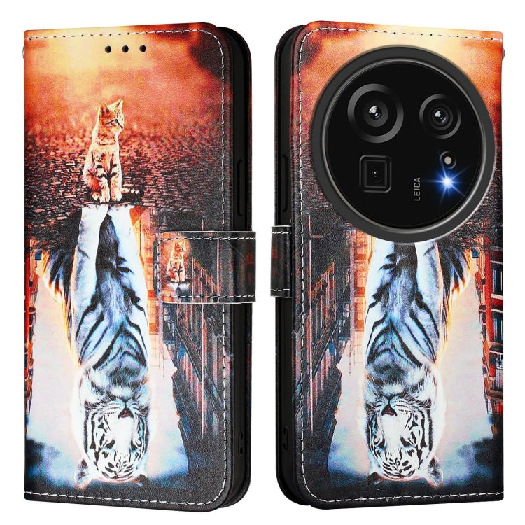 For Sharp Aquos R9 Pro SH-54E Colored Drawing Pattern Plain Weave Leather Phone Case