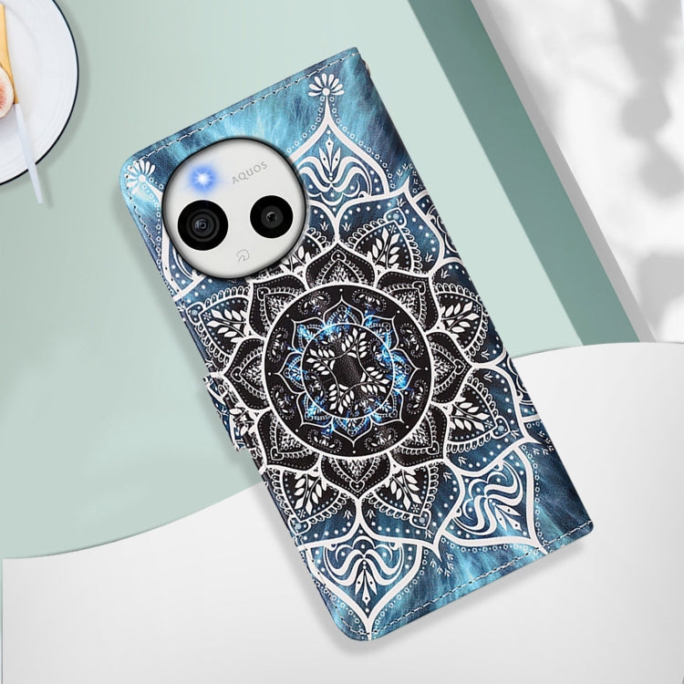 For Sharp Aquos Sense9 Colored Drawing Pattern Plain Weave Leather Phone Case