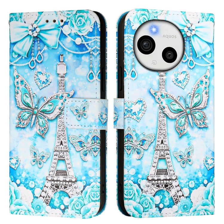 For Sharp Aquos Sense9 Colored Drawing Pattern Plain Weave Leather Phone Case