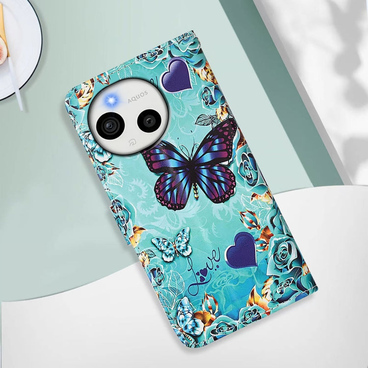 For Sharp Aquos Sense9 Colored Drawing Pattern Plain Weave Leather Phone Case