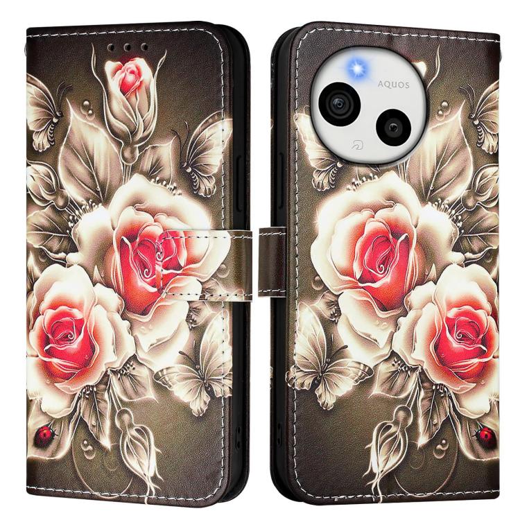 For Sharp Aquos Sense10 Colored Drawing Pattern Plain Weave Leather Phone Case