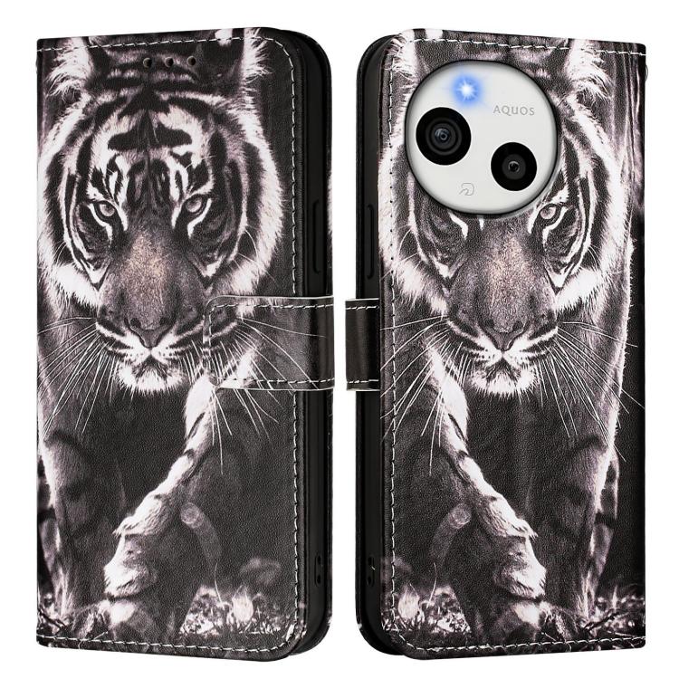 For Sharp Aquos Sense10 Colored Drawing Pattern Plain Weave Leather Phone Case