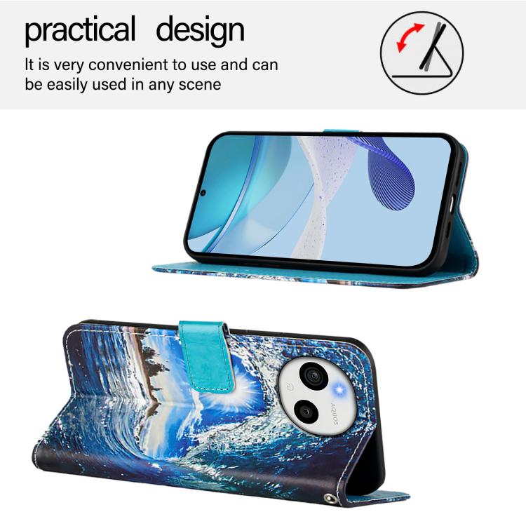 For Sharp Aquos Sense10 Colored Drawing Pattern Plain Weave Leather Phone Case