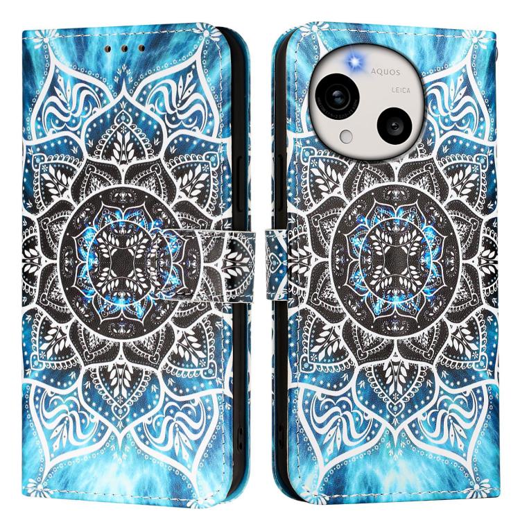 For Sharp Aquos R11 Colored Drawing Pattern Plain Weave Leather Phone Case