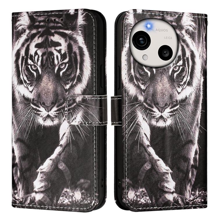 For Sharp Aquos R11 Colored Drawing Pattern Plain Weave Leather Phone Case