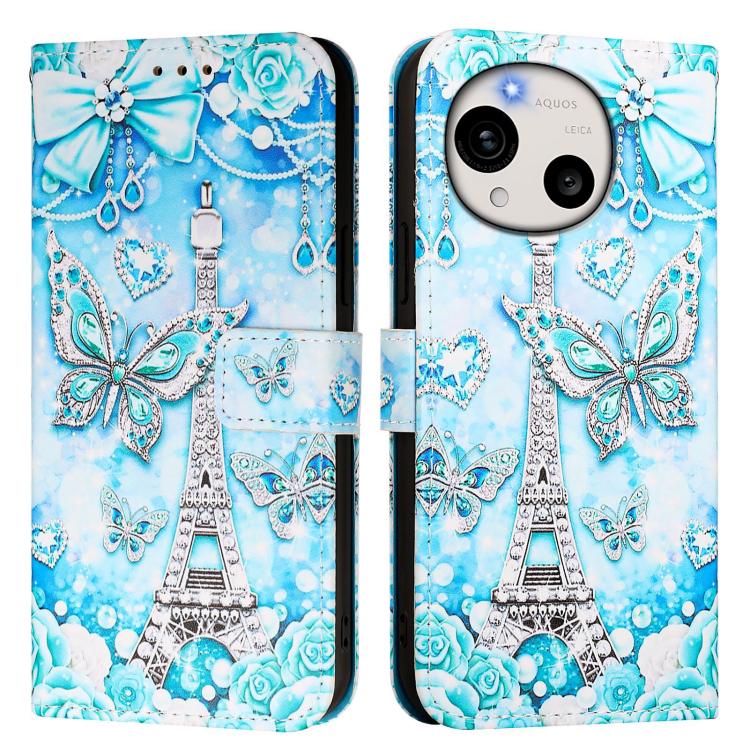 For Sharp Aquos R11 Colored Drawing Pattern Plain Weave Leather Phone Case