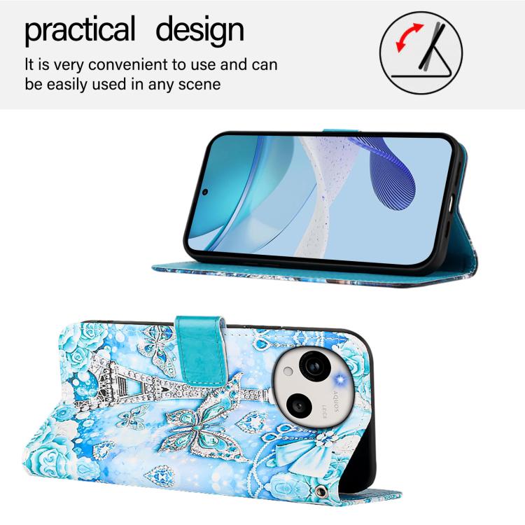 For Sharp Aquos R11 Colored Drawing Pattern Plain Weave Leather Phone Case